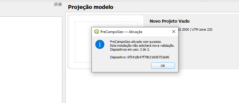 Ativação online do PreCampoGeo