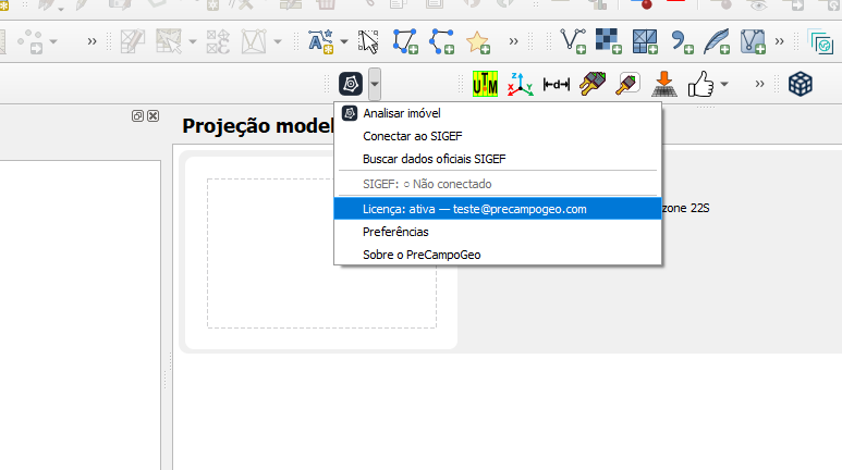 Licença ativa após reabrir o QGIS